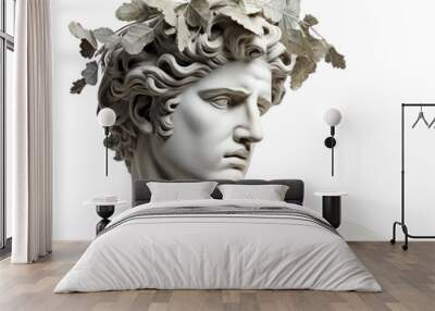 PNG  Greek sculpture wearing leaves crown portrait statue photography Wall mural