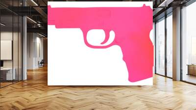 PNG Gun minimalist form handgun weapon white background Wall mural