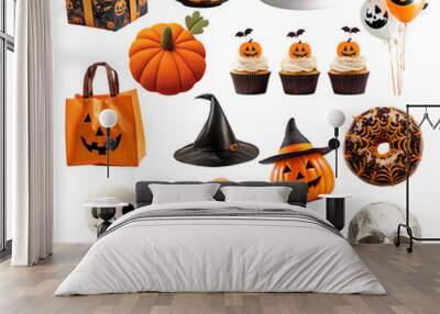 PNG Halloween party design element set, transparent background Wall mural