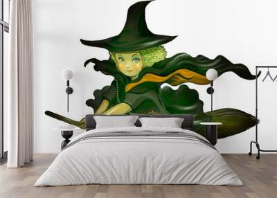 Png Halloween witch, transparent background Wall mural