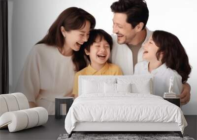 PNG  Happy family laughing together Wall mural