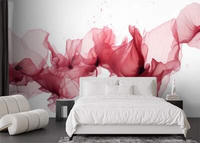 PNG Ink petals backgrounds white background splattered. Wall mural