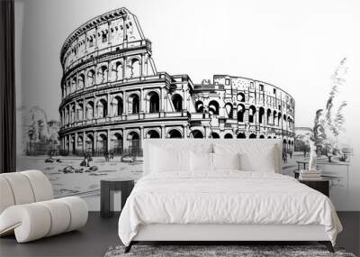 PNG Liner sketches Rome drawing architecture. Wall mural