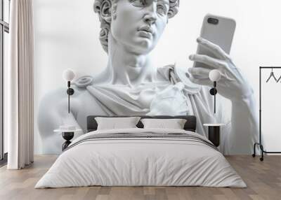 PNG Marble greek man sculpture phone mobile phone electronics. Wall mural