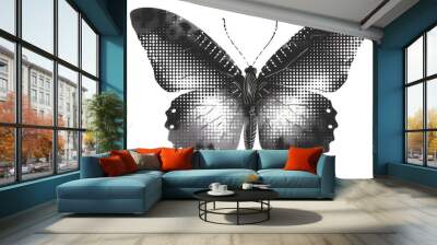 PNG Monochrome butterfly illustration art Wall mural