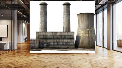 PNG Nuclear power plant architecture factory white background. Wall mural