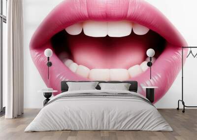 PNG Open mouth lipstick teeth pink. Wall mural