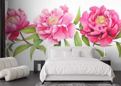 PNG Peony watercolor border blossom flower plant. Wall mural