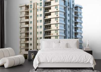 PNG  Residential building architecture city white background. Wall mural