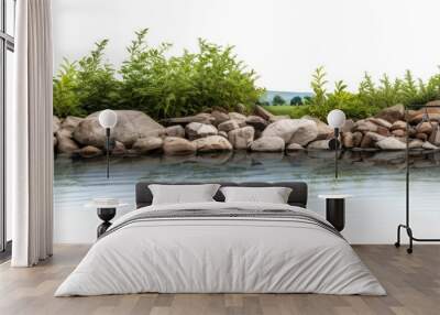 PNG River side landscape nature outdoors. Wall mural