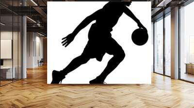 PNG Silhouette basketball player dribbling Wall mural