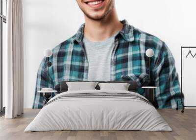 PNG Smiling man holding tablet Wall mural