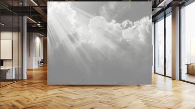 PNG  Sunlight breaking through clouds Wall mural