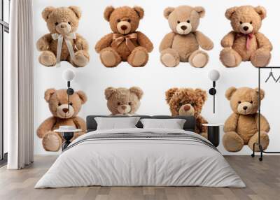 PNG teddy bear doll design element set, transparent background Wall mural