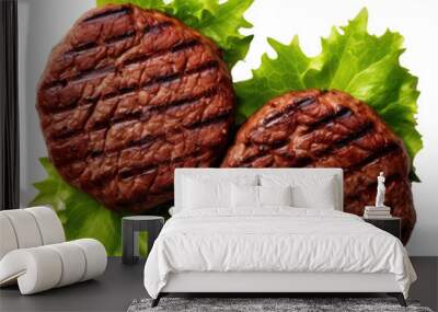 PNG Two grilled meat burgers steak food beef. Wall mural