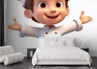 PNG Wearing chef uniform child cartoon white background. Wall mural