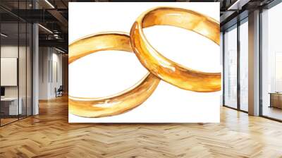 PNG Wedding rings illustration watercolor gold. Wall mural