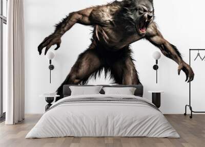 PNG Werewolf mammal animal white background.  Wall mural