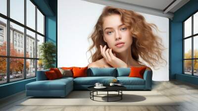 Portrait beautiful young woman with clean fresh skin portrait adult photo. Wall mural