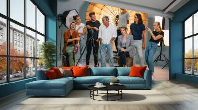 Portrait of a shoot production team Wall mural