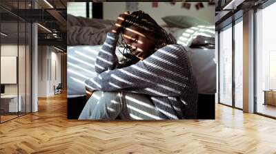 Portrait of a stressed young teenage girl Wall mural