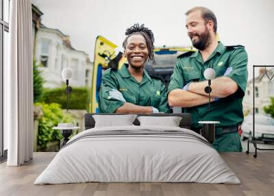 Portrait of a team of paramedics Wall mural