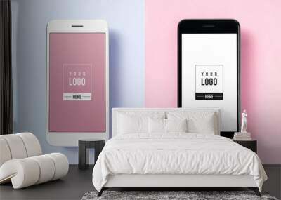 Premium mobile phone screen mockup template Wall mural