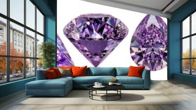 Purple diamond png cut out element set Wall mural