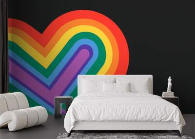 Rainbow pride heart vector background Wall mural