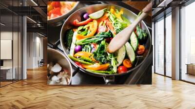 Sauted mixed vegetables food photography recipe idea Wall mural