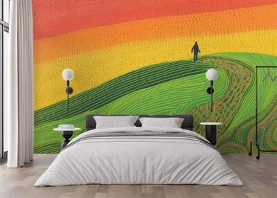 School field agriculture abstract. Wall mural