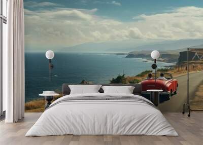 Sea car outdoors vacation. Wall mural