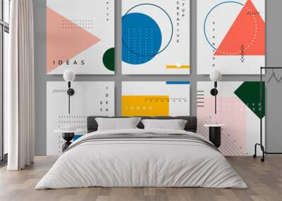 set of minimal memphis design start-up poster vector Wall mural