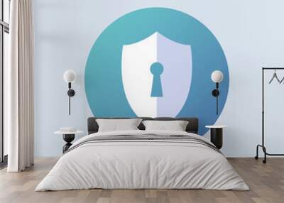 Shield security vector in blue Wall mural