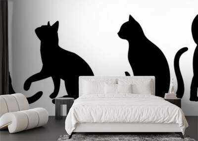 Silhouette cats png element set on transparent background Wall mural