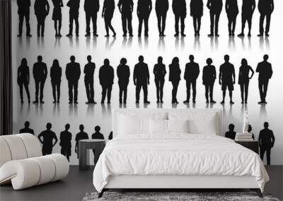 Silhouette Group of People Standing Wall mural