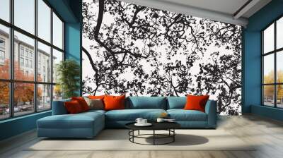 Silhouetted tree branches pattern Wall mural