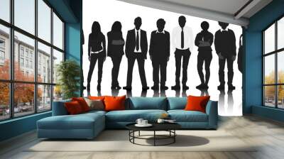 silhouettes business people row waiting teamwork concept Wall mural