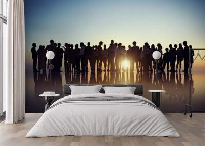 silhouettes of business people gathering concept Wall mural