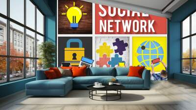 Social Network Global Communications Technology Connection Conce Wall mural