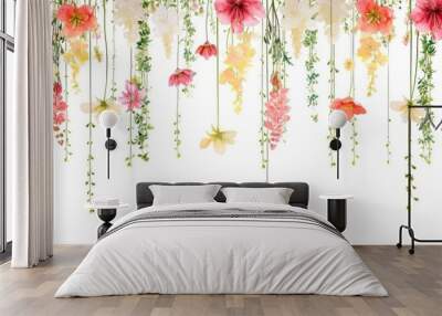 Spring flowers hanging pattern nature. Wall mural