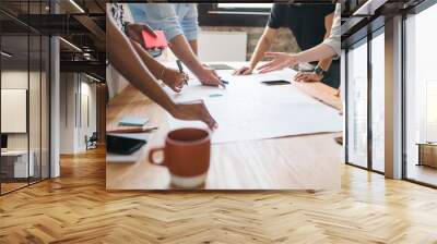 Startup team working on a project Wall mural