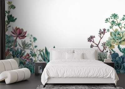 Succulents border pattern nature plant. Wall mural