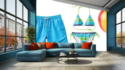 Summer beach fashion png cut out element set Wall mural