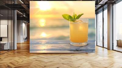 Summer cocktail beverage outdoors alcohol. Wall mural