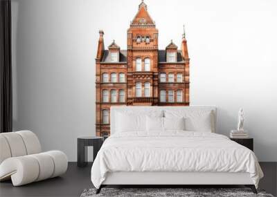 Tall brick european apartment architecture building tower. Wall mural