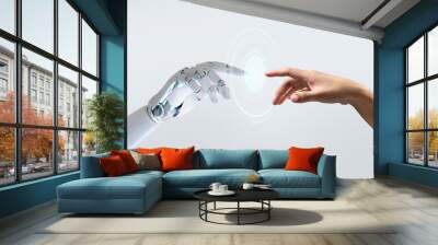 Technology meets humanity background, modern remake of The Creation of Adam Wall mural