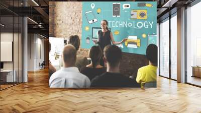 technology social media networking online digital concept Wall mural