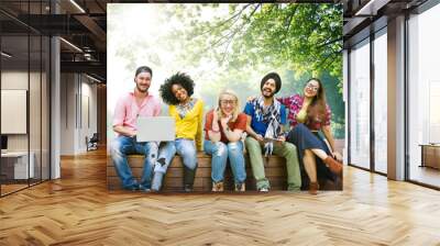 Teenagers Young Team Together Cheerful Concept Wall mural