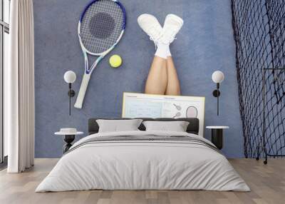 Tennis Study Asian Casual Woman Young Concept Wall mural